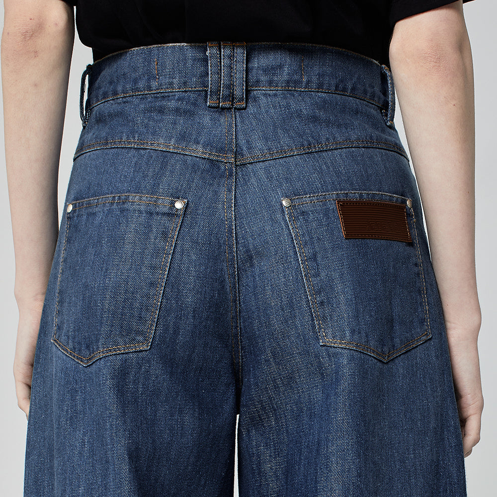 CALÇA SUPER WIDE LEG JEANS AZUL ÍNDIGO