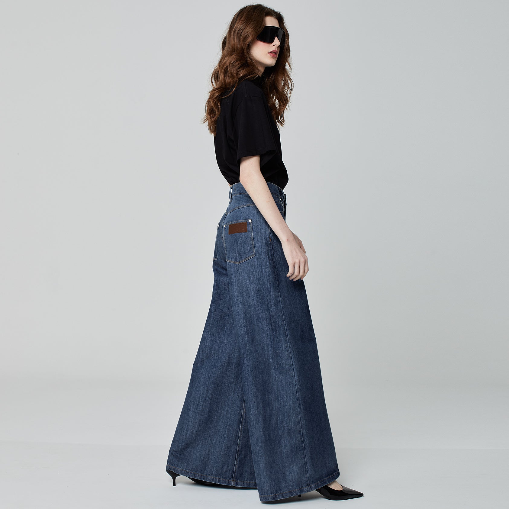 CALÇA SUPER WIDE LEG JEANS AZUL ÍNDIGO