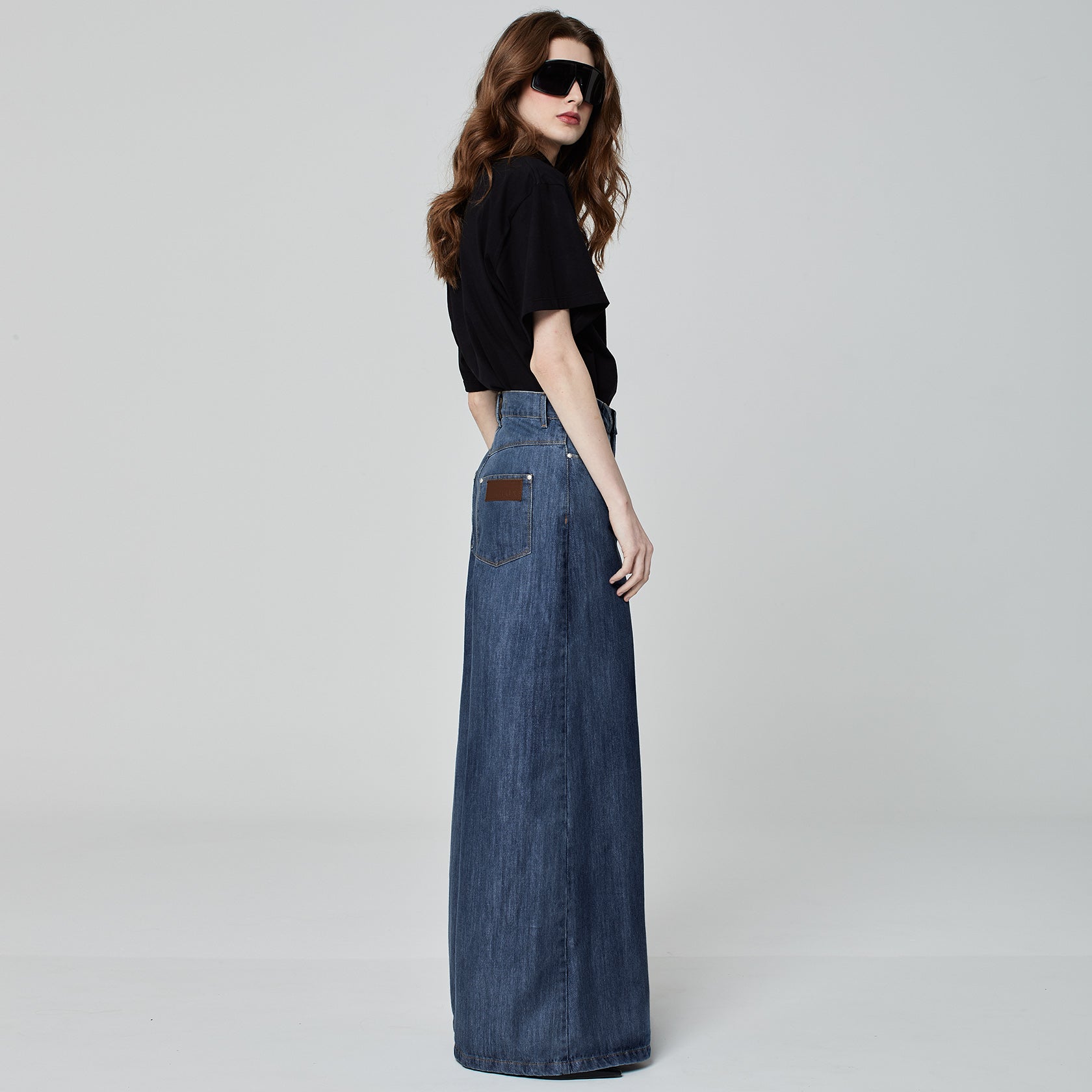 CALÇA SUPER WIDE LEG JEANS AZUL ÍNDIGO