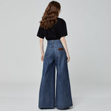 CALÇA SUPER WIDE LEG JEANS AZUL ÍNDIGO