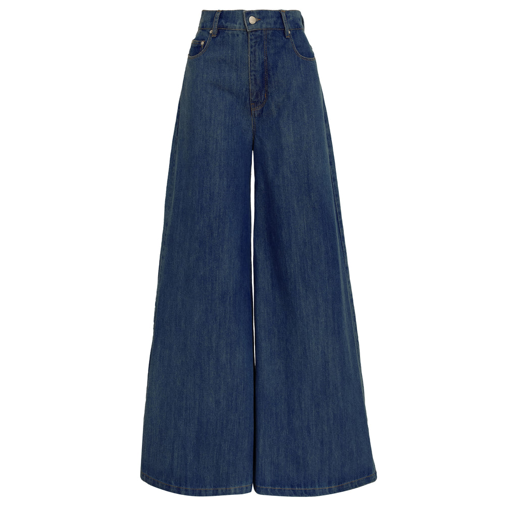 CALÇA SUPER WIDE LEG JEANS AZUL ÍNDIGO