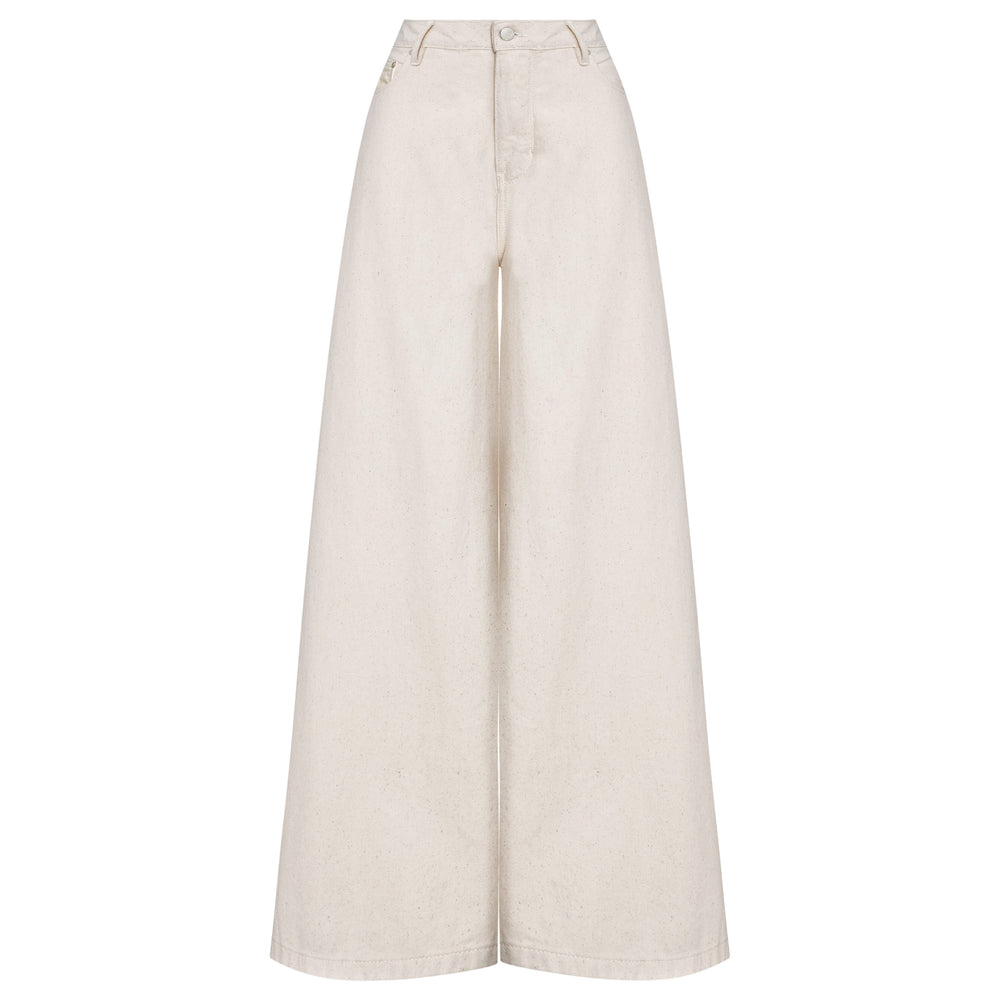 CALÇA SUPER WIDE LEG SARJA CRU NATURAL RECICLADO