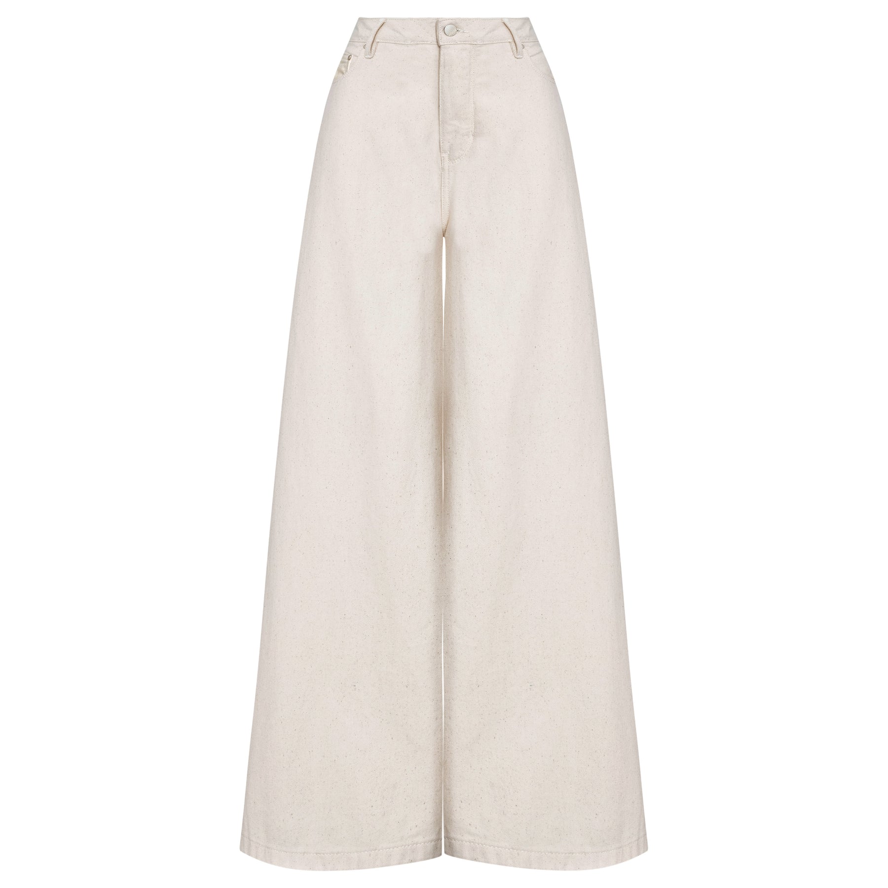CALÇA SUPER WIDE LEG SARJA CRU NATURAL RECICLADO