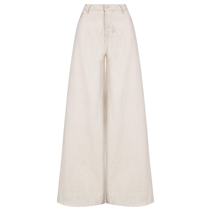 CALÇA SUPER WIDE LEG SARJA CRU NATURAL RECICLADO