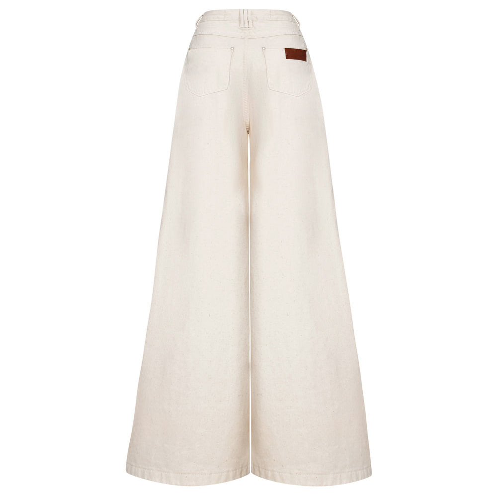 CALÇA SUPER WIDE LEG SARJA CRU NATURAL RECICLADO