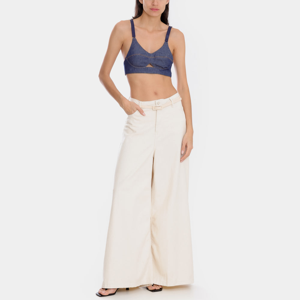 CALÇA SUPER WIDE LEG SARJA CRU NATURAL RECICLADO