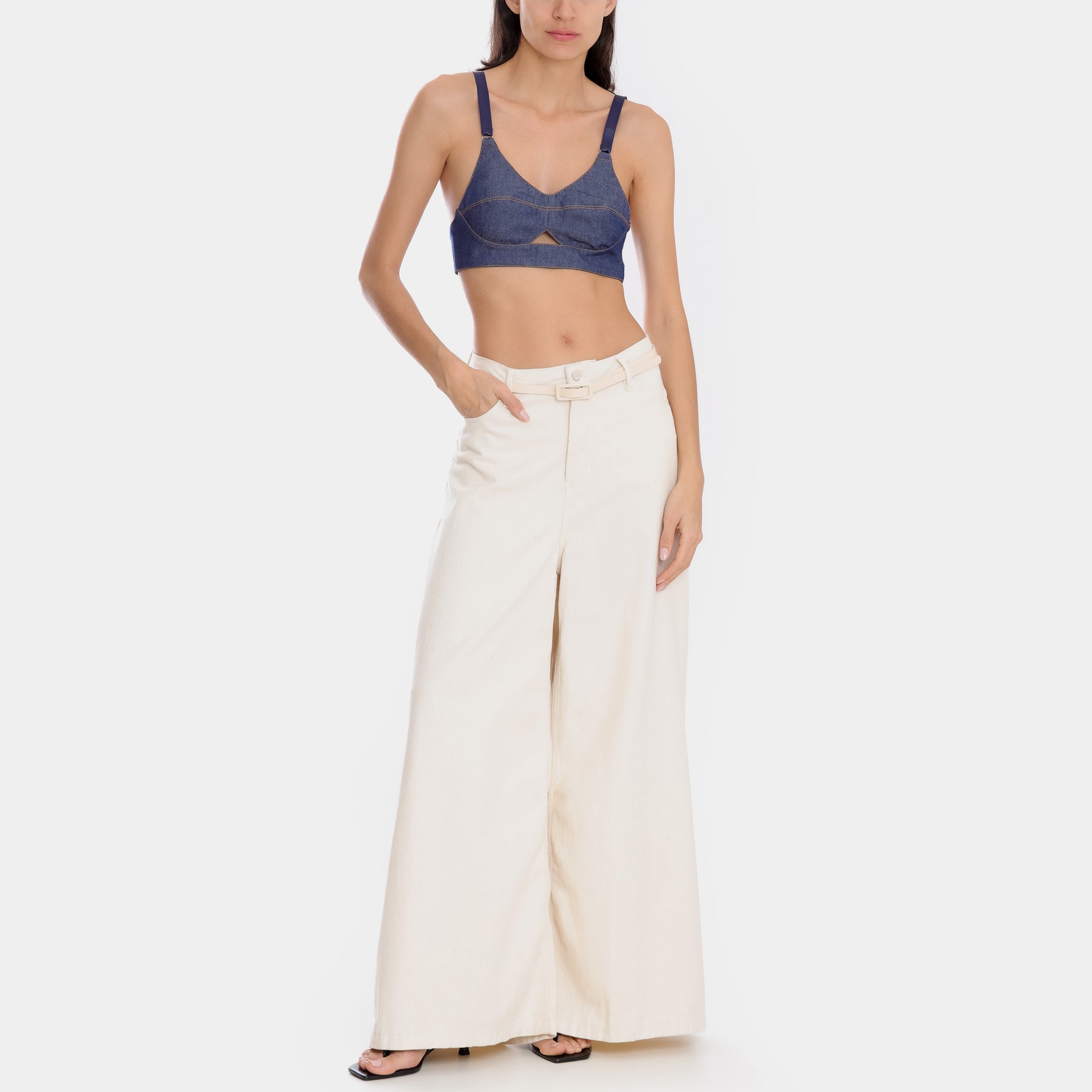CALÇA SUPER WIDE LEG SARJA CRU NATURAL RECICLADO
