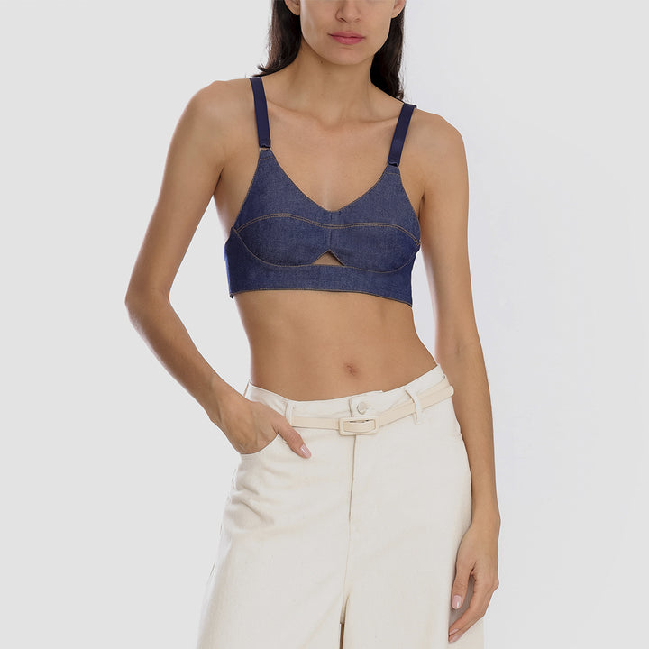 TOP SUTIÃ JEANS AZUL ESCURO
