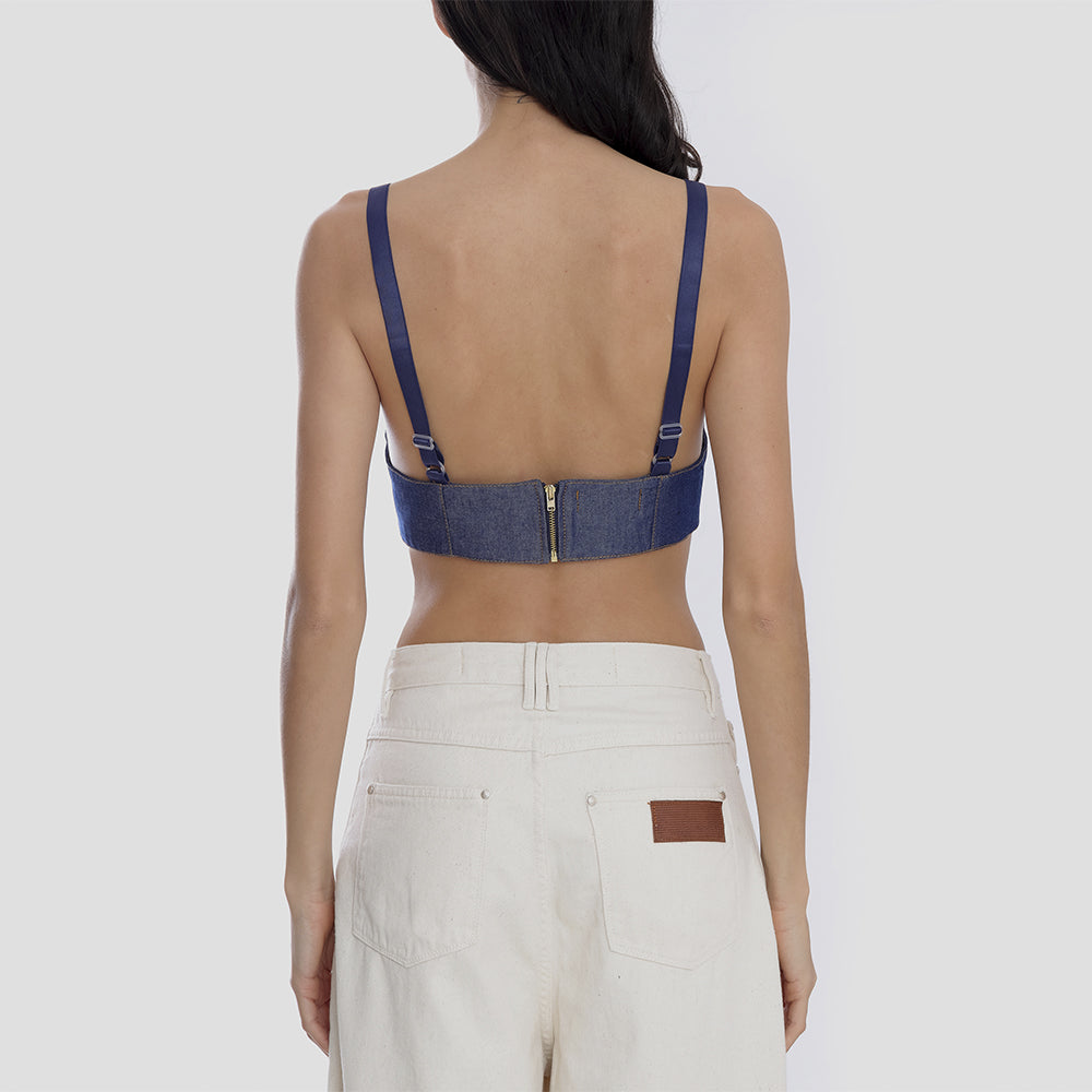 TOP SUTIÃ JEANS AZUL ESCURO