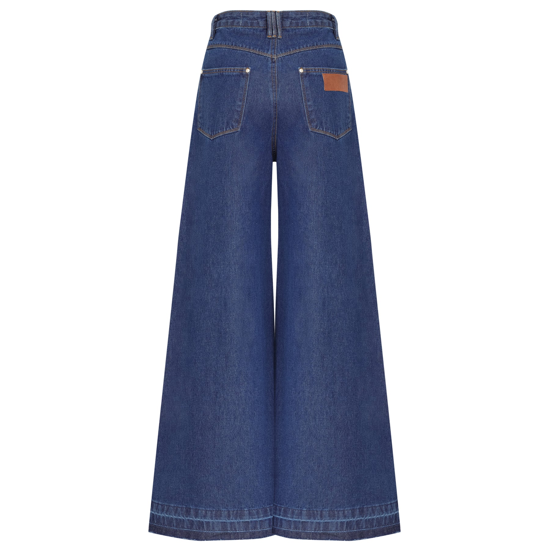 CALÇA SUPER WIDE LEG BARRA DESFEITA JEANS AZUL ÍNDIGO