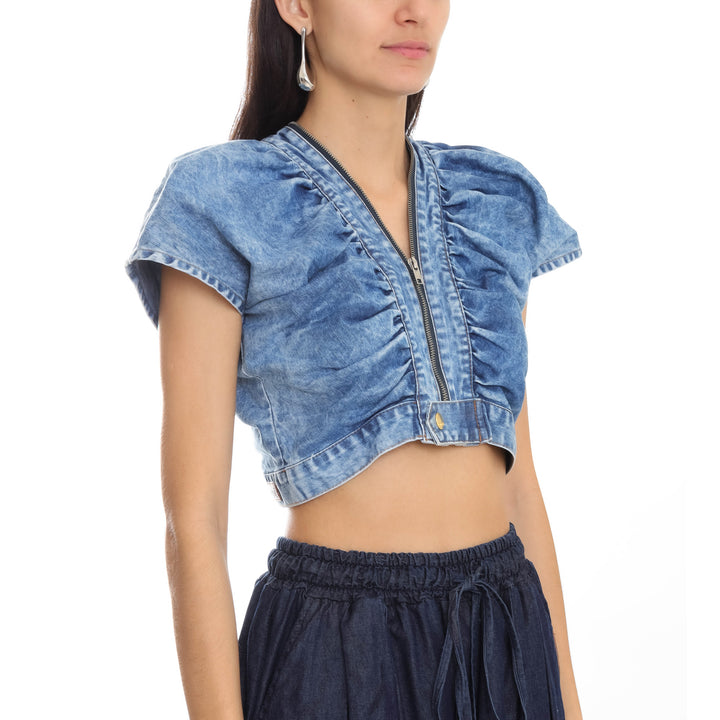 TOP BORBOLETA JEANS ACID