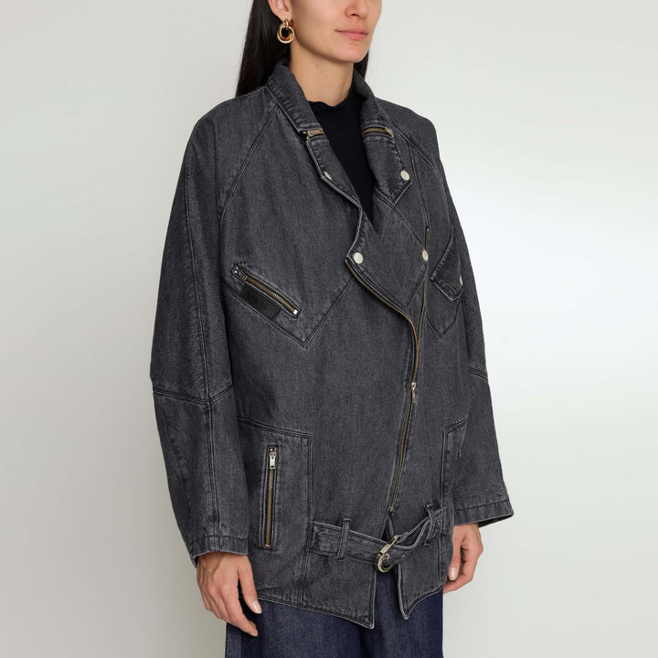 JAQUETA OVERSIZED PERFECTO ACID BLACK JEANS
