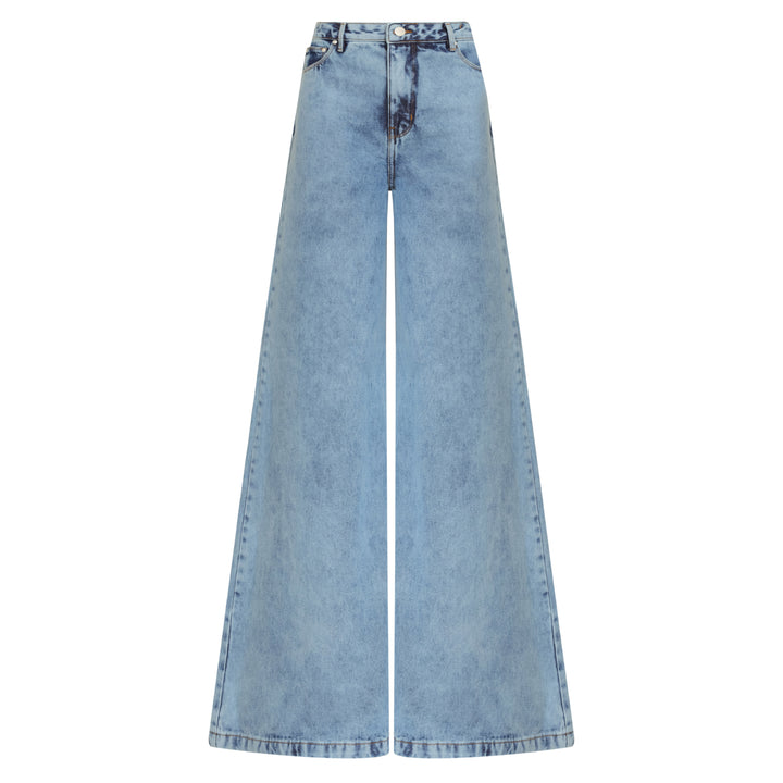 CALÇA SUPER WIDE LEG JEANS AZUL CLARO