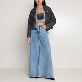 CALÇA SUPER WIDE LEG JEANS AZUL CLARO