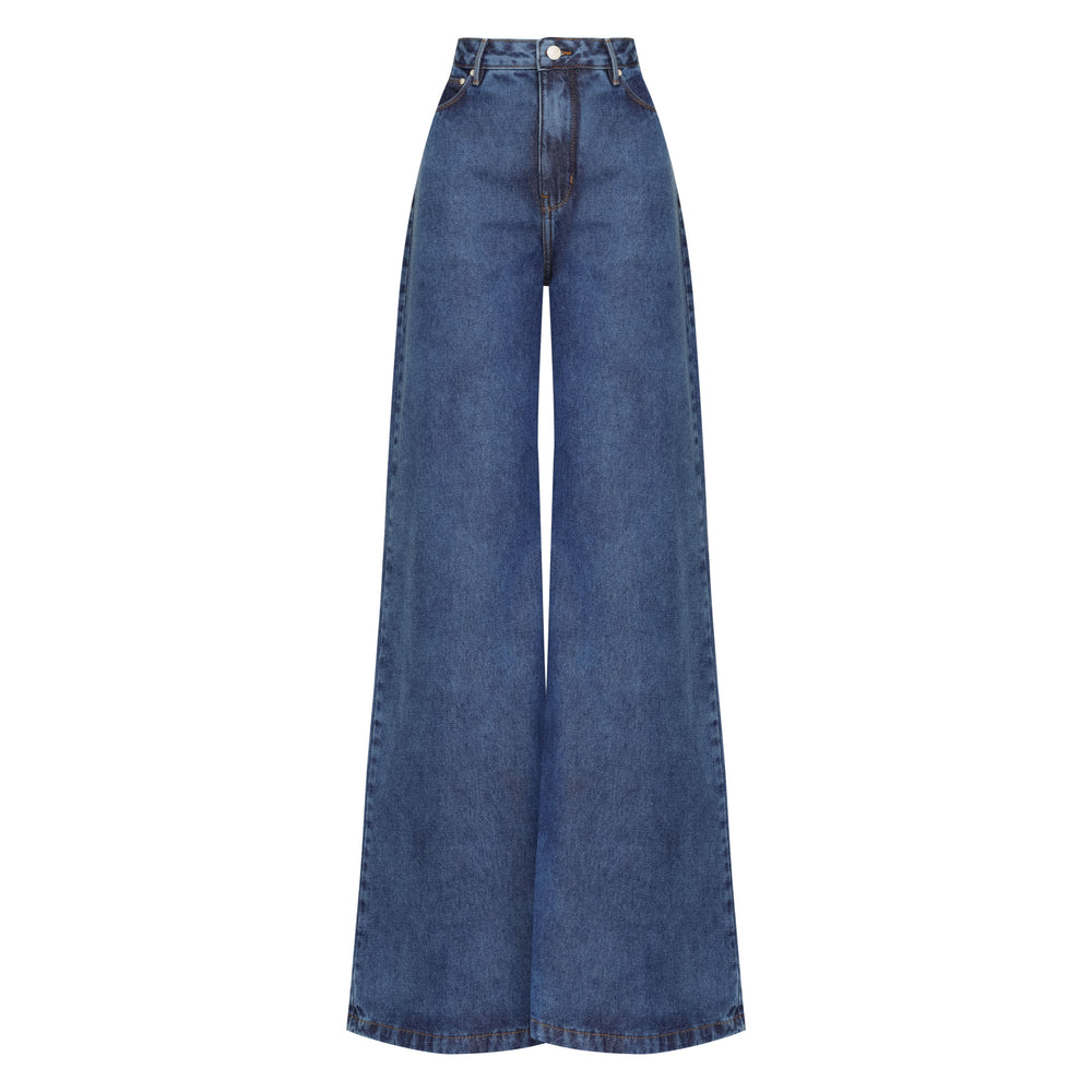 CALÇA SUPER WIDE LEG JEANS SKY INDIGO
