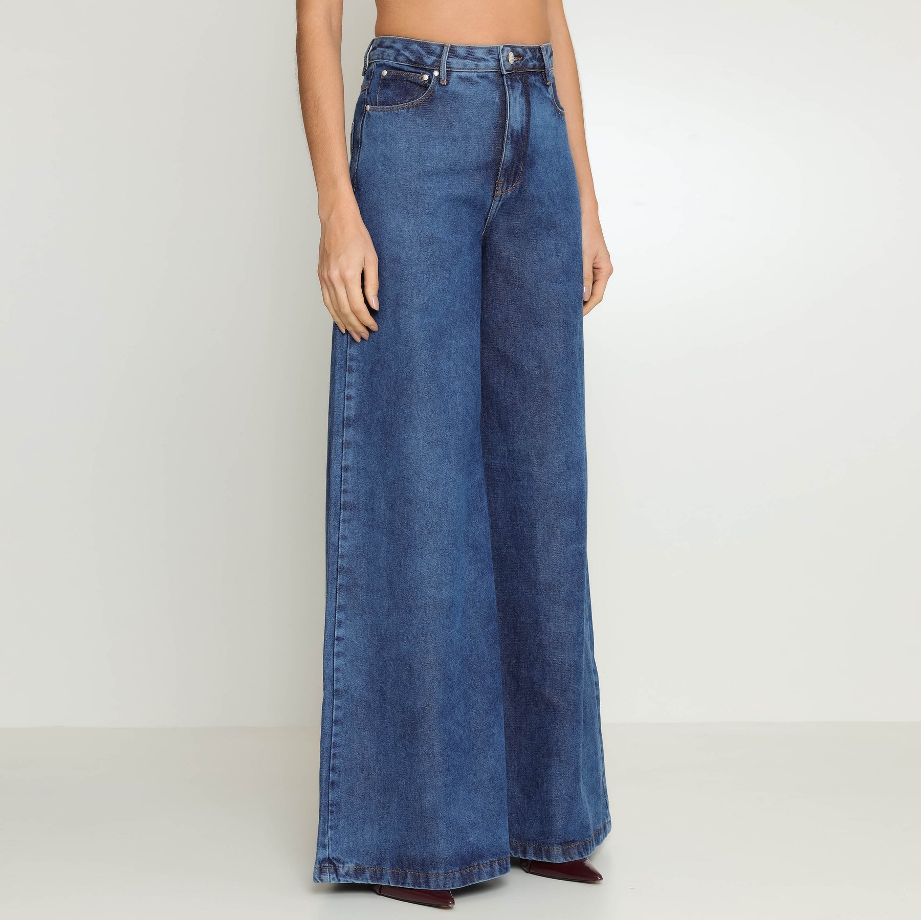 CALÇA SUPER WIDE LEG JEANS SKY INDIGO