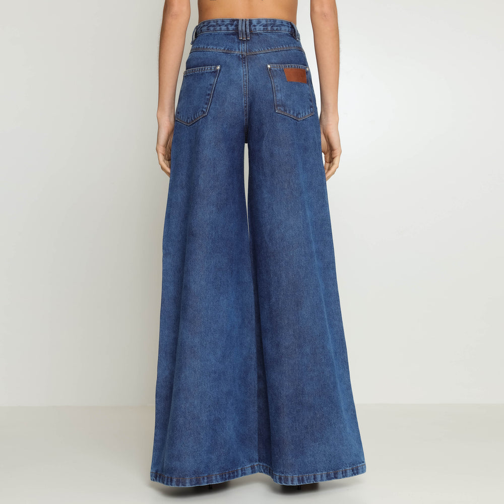 CALÇA SUPER WIDE LEG JEANS SKY INDIGO