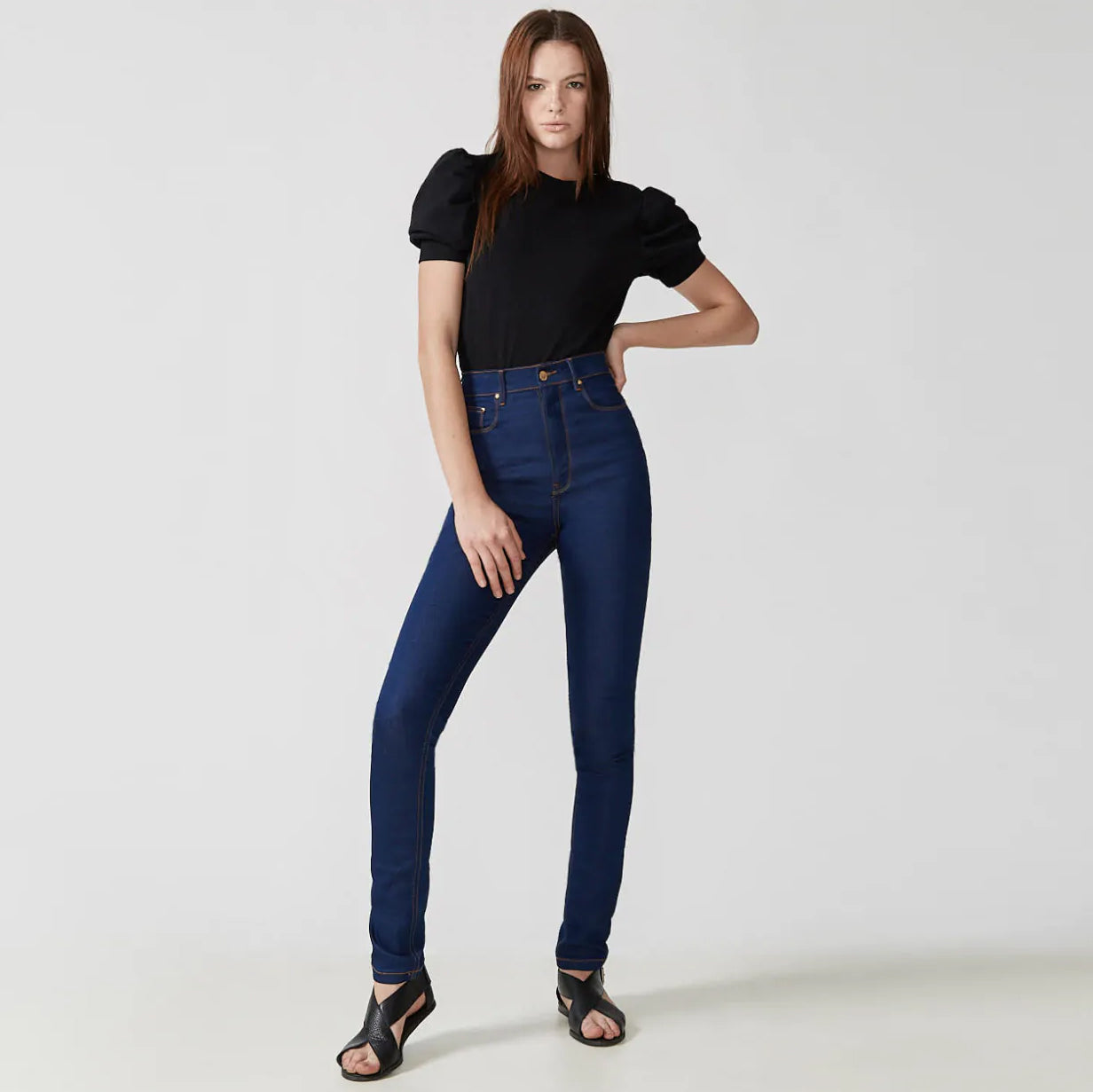 CALÇA SKINNY CINTURA ALTA JEANS BRUTO BLUE