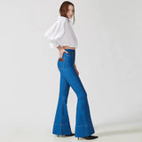 CALÇA BOCA DE SINO JEANS DELAVÊ