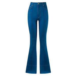 CALÇA BOCA DE SINO JEANS DELAVÊ