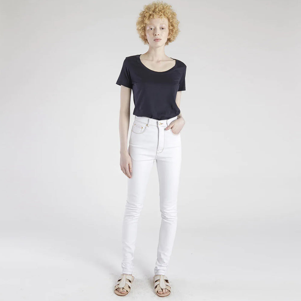 CALÇA SKINNY CINTURA ALTA SARJA BRANCA