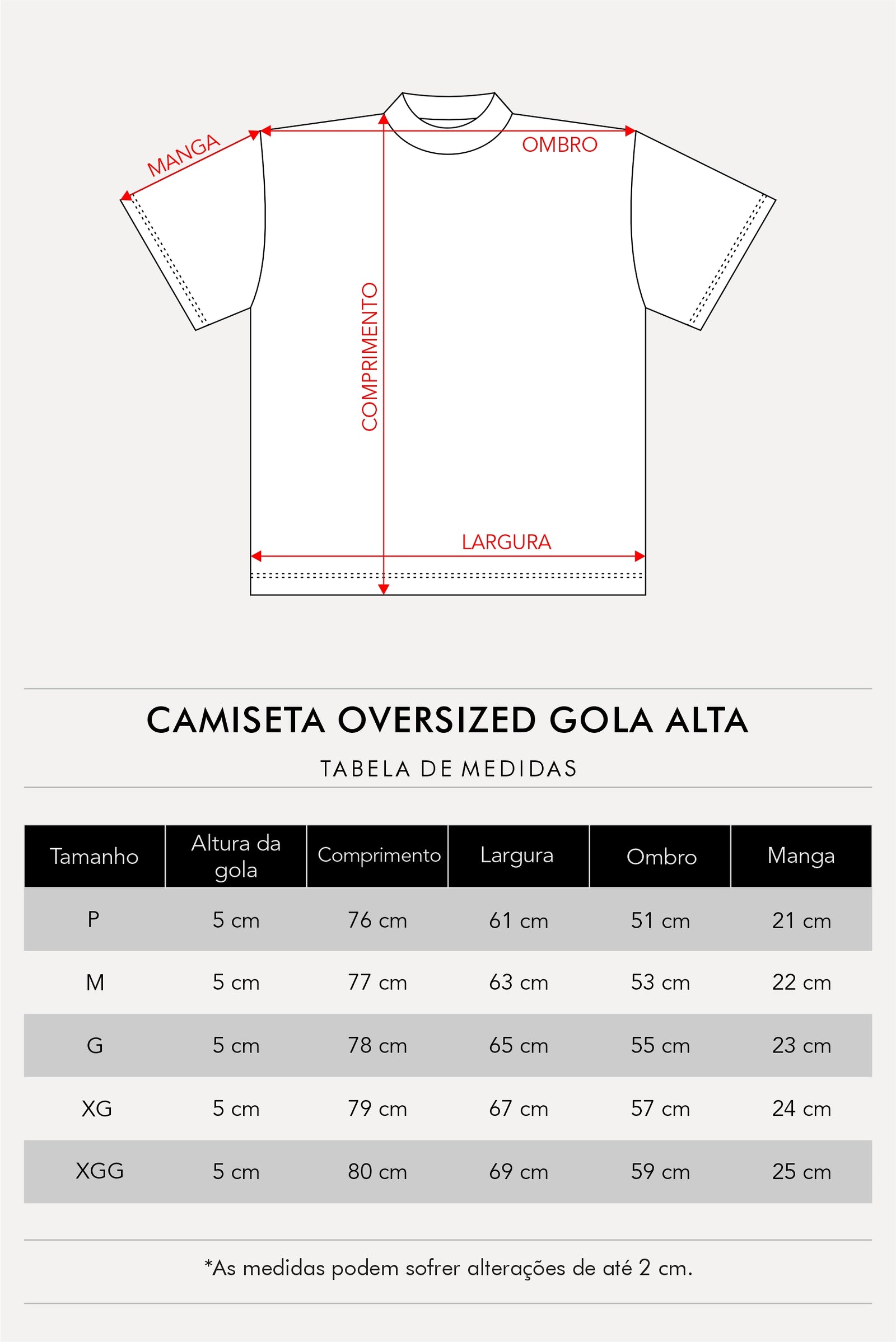 Tabela de medidas