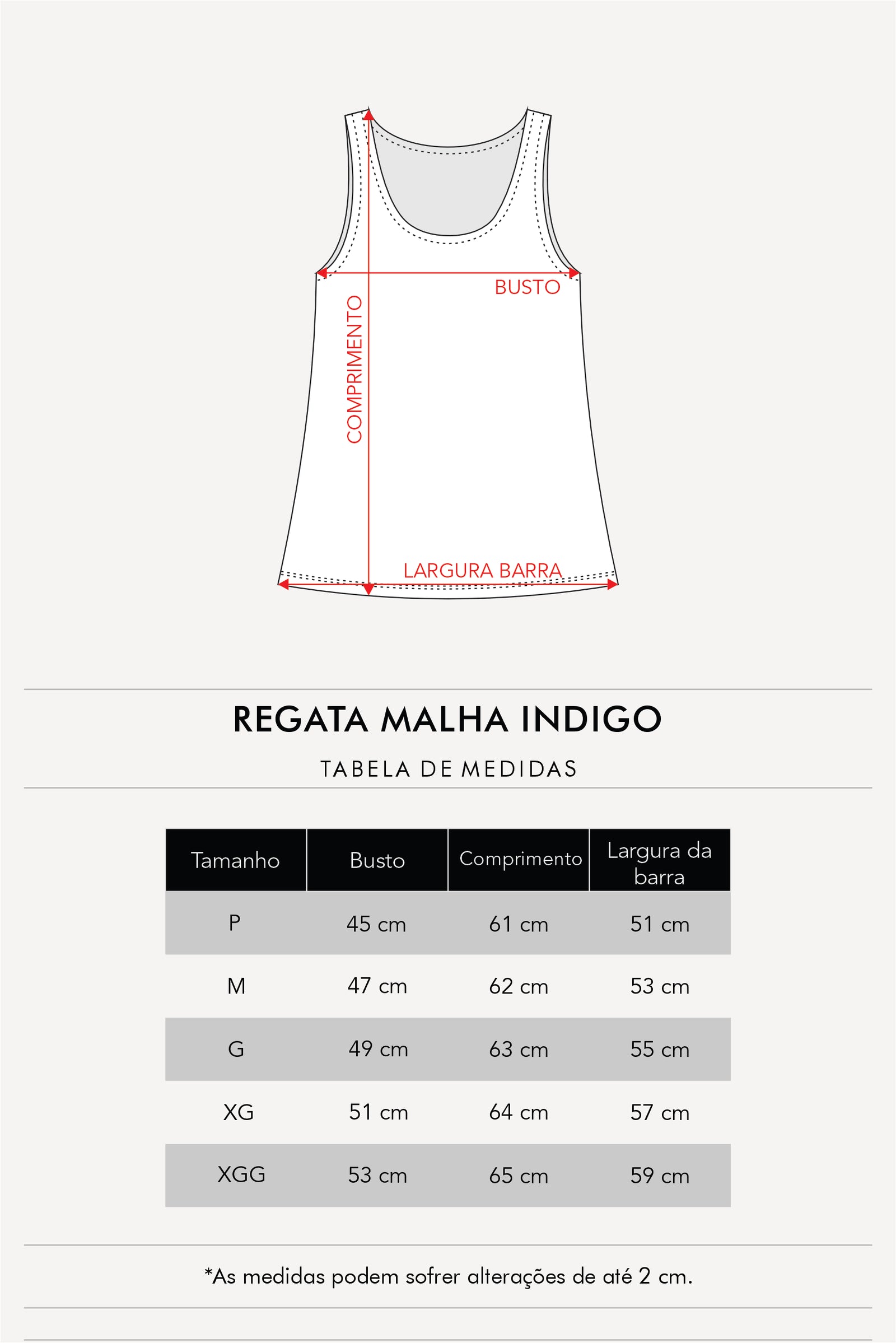 Tabela de medidas